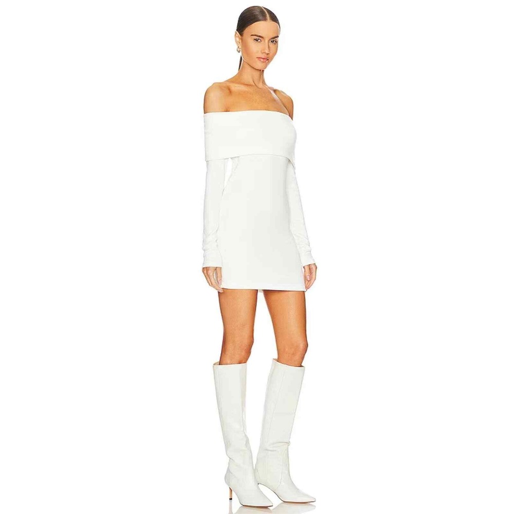 ENZA COSTA Sweater Knit Mini Dress Womens XL White Off the Shoulder Revolve